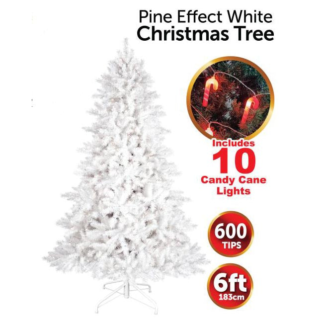 Christmas Tree White Multicolour Artificial Pine with Candy Cane Lights &Stand Christmas Tree White Multicolour Artificial Pine with Candy Cane Lights &Stand